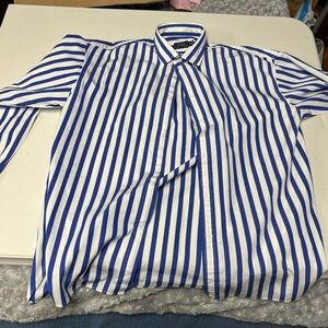 Blue and White Striped Men's Shirt